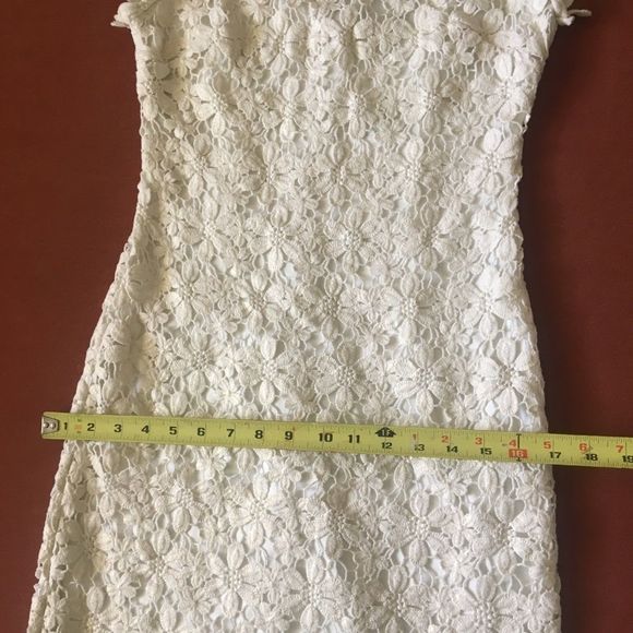 Cache Ivory Cocktail Dress Embellished Crochet Appliqué Flower - Picture 5 of 8